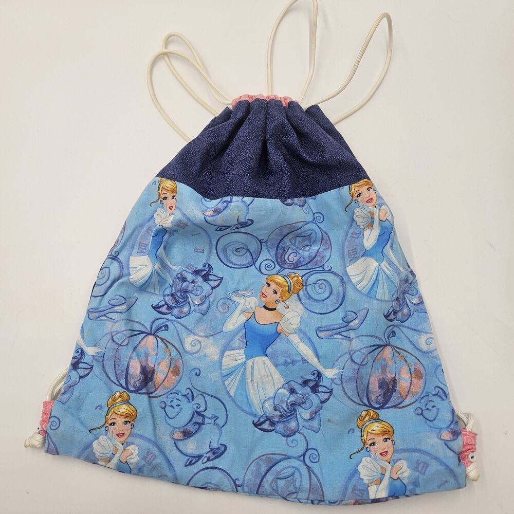 Cinderella Handmade Drawstring Bag Cinch Sack Sling Bag Backpack Outside Pocket